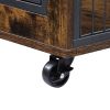 Furniture Style Dog Crate Side Table on Wheels with Double Doors and Lift Top