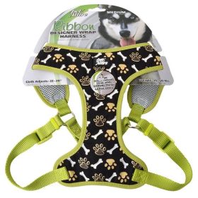 Pet Attire Ribbon Brown Paw & Bones Designer Wrap Adjustable Dog Harness (Option: Fits 22")