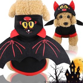 Pet Black Bat Wing Costume Hooded Winter Warm Sweater Halloween Costume (size: s)