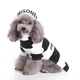 Pet Life Striped Retro Inmate Prisoner Pet Dog Costume Uniform (Color: BLACK / WHITE)