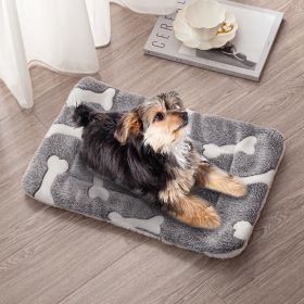 Dog Bed Mat Comfortable Flannel Dog Crate Pad Reversible Cushion Carpet Machine Washable Pet Bed Liner with Bone Patterns (size: m)