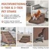 22 Inches and 11 Inches Foam Pet Stairs Set with 5-Tier and 3-Tier Dog Ramps